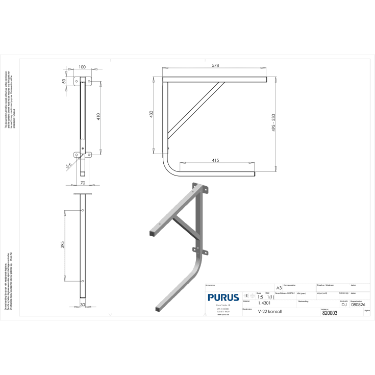 Bæring til bordplade, rustfrit stål