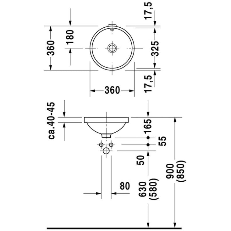 Duravit Architec håndvask, Ø36 cm, hvid