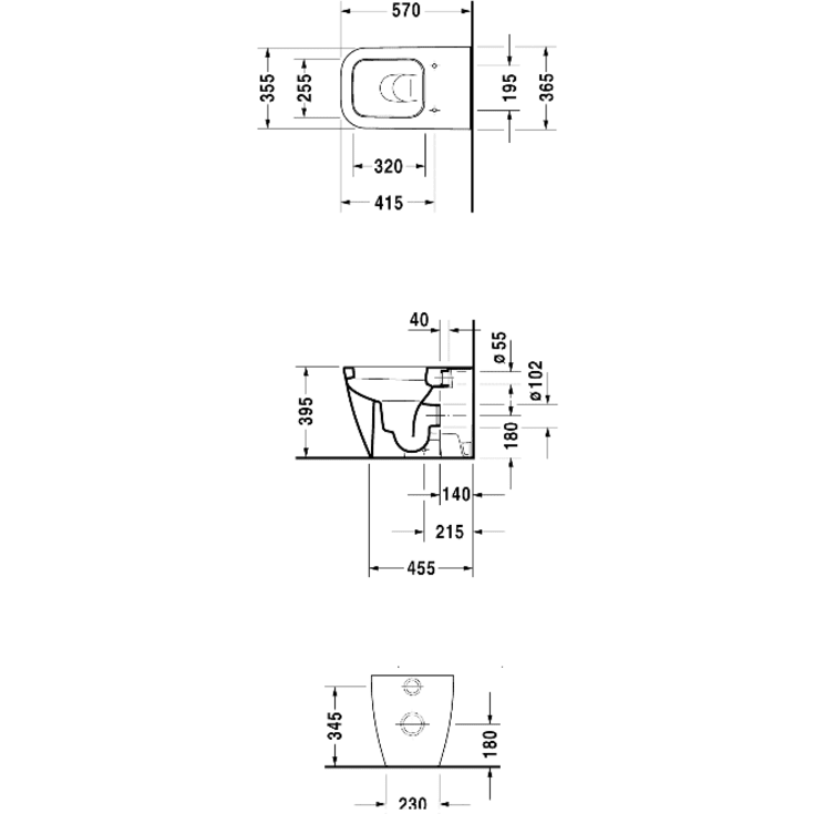 Duravit Happy D.2 toilet, back-to-wall, hvid