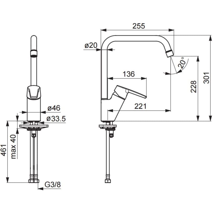Oras Saga køkkenarmatur, krom