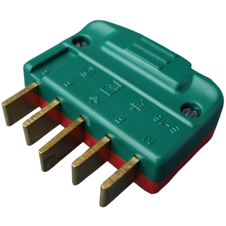 Plugg 3P+N+J 440V 16A rett, bruddsikker rød/grønn