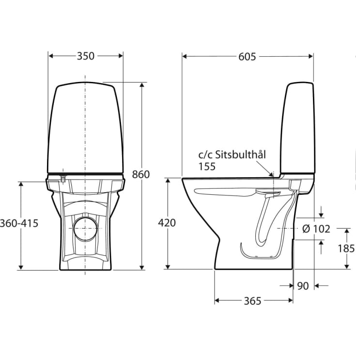 Ifö Sign kompakt toilet, rengøringsvenlig, hvid