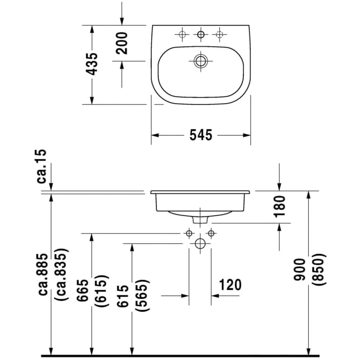 Duravit D-Code håndvask, 54,5x43,5 cm, hvid