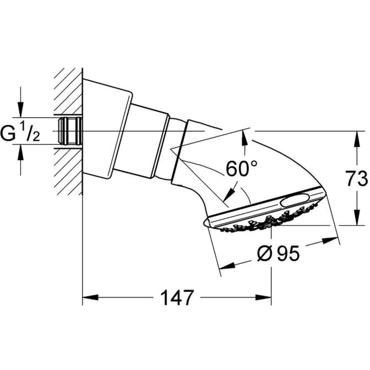 Grohe Relexa Five huvuddusch, Ø9,5 cm, krom