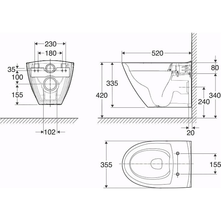 Ifö Spira Art vegghengt toalett, uten skyllekant, rengjøringsvennlig, hvit
