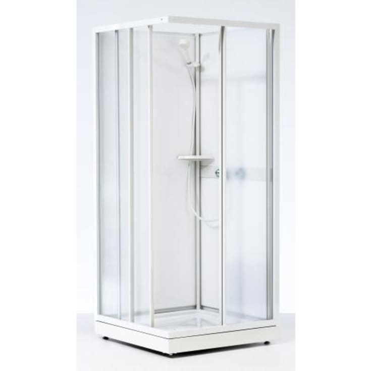 Contura Next NKH-L dusjkabinett 80x80 cm, hvitlakkert profil, mønstret styrenglass