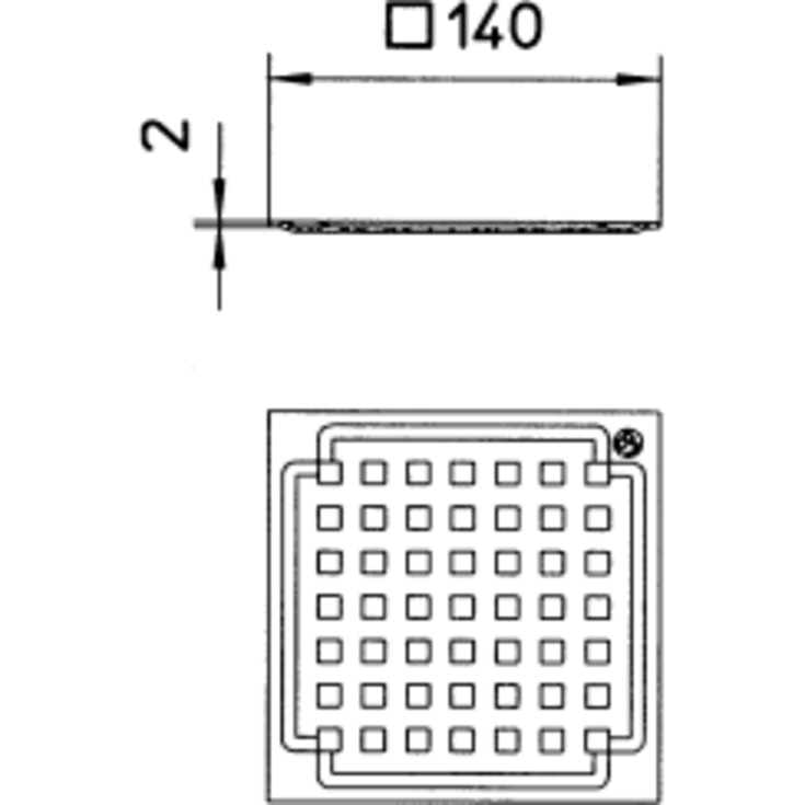Blücher Domestic-140 afløbsrist, 140x140 mm, rustfrit stål