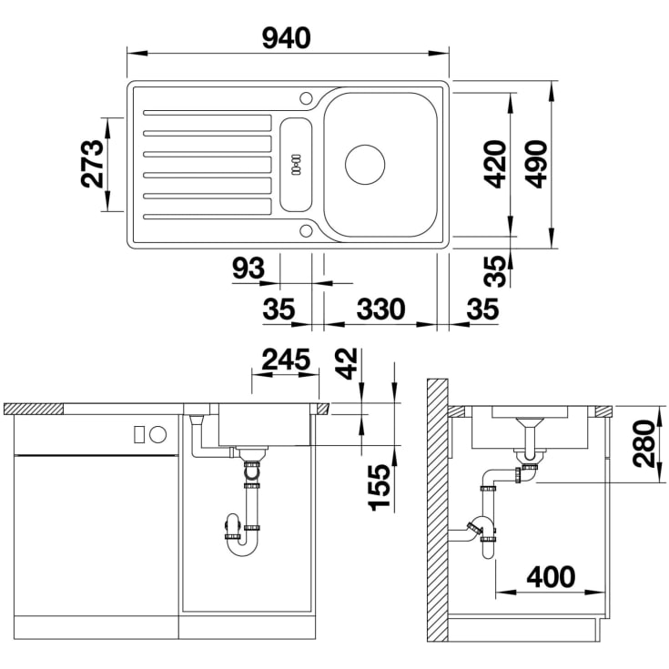 Blanco Lantos 5S-IF MX køkkenvask, 94x49 cm, rustfrit stål