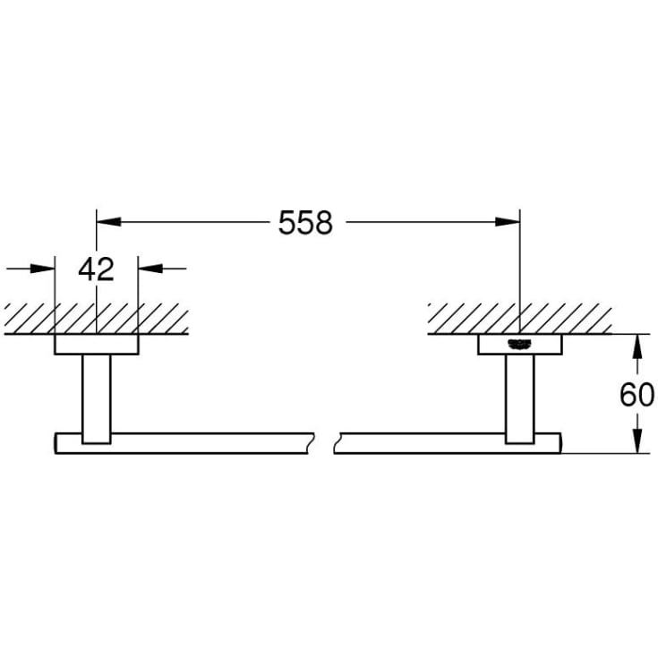Grohe Essentials Cube håndklædestang, 60 cm, krom