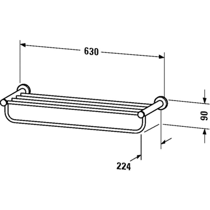 Duravit D-Code hylle, 63x22,4 cm, krom