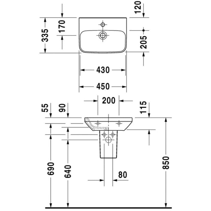 Duravit DuraStyle håndvask, 45x33,5 cm, hvid