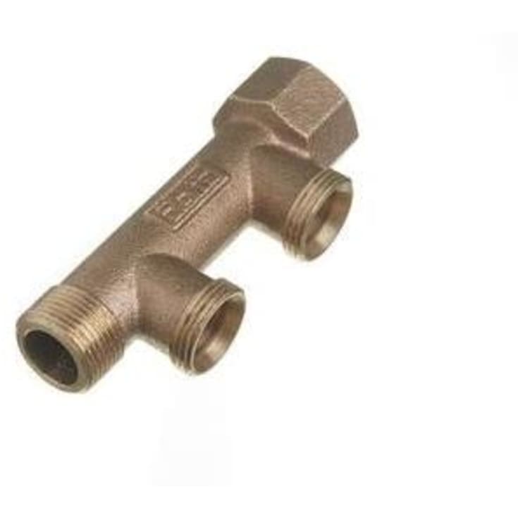 Roth rødgods fordelerrør 3/4", fast muffe, 2 afgreninger 3/4"