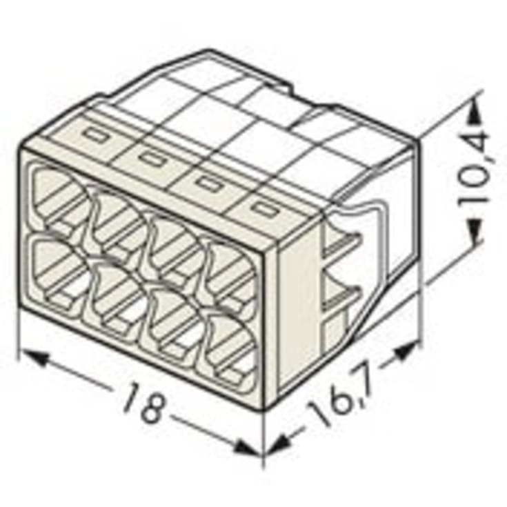 50 stk Wago samlemuffe 8x0,5-2,5 mm², lysegrå