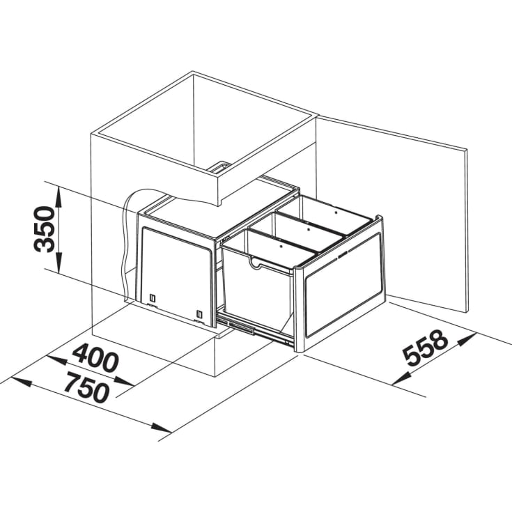 Blanco Botton Pro Automatic 60/3 affaldssystem, 39 liter, sort
