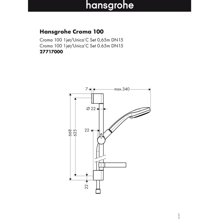 Hansgrohe Croma 100 duschset, krom