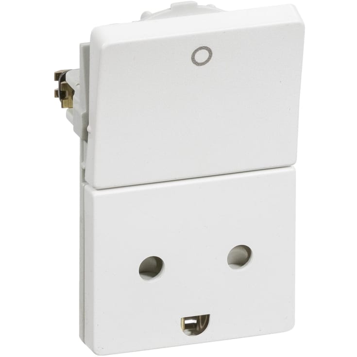 LK Fuga stikkontakt med afbryder & jord, 1,5 modul, hvid