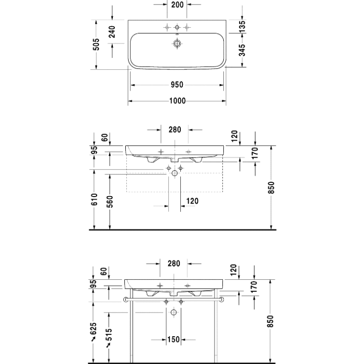 Duravit Happy D.2 tvättställ, 100x50,5 cm, vit