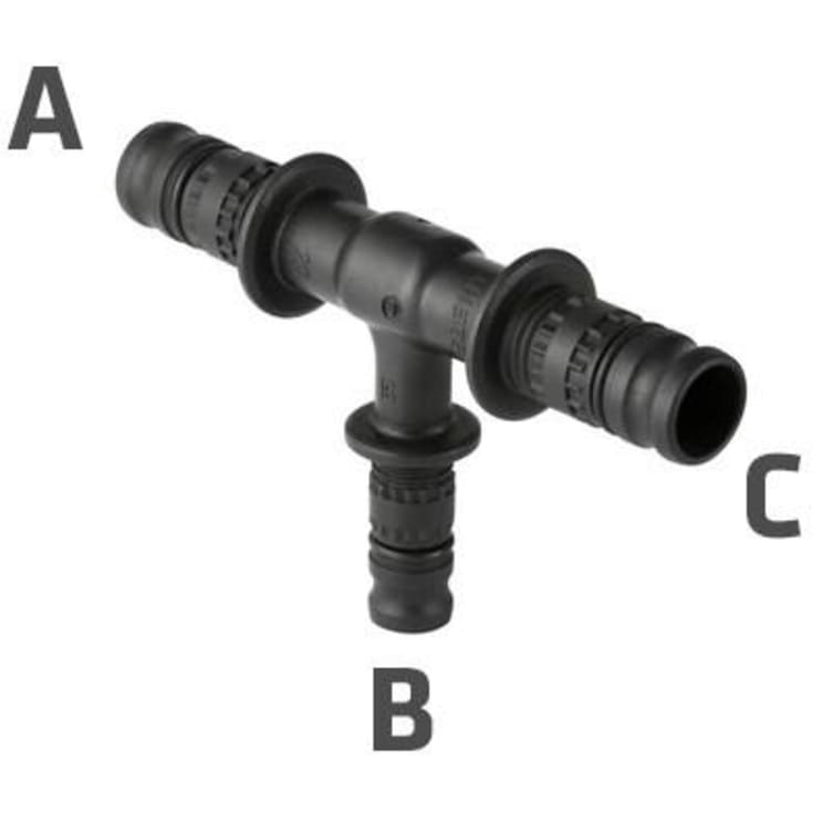 32 x 26 x 32 mm Pres T-stykke PVDF Mepla