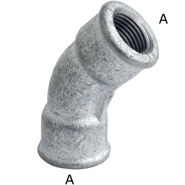 Galvaniseret bøjning, muffe/muffe 3" - 45°