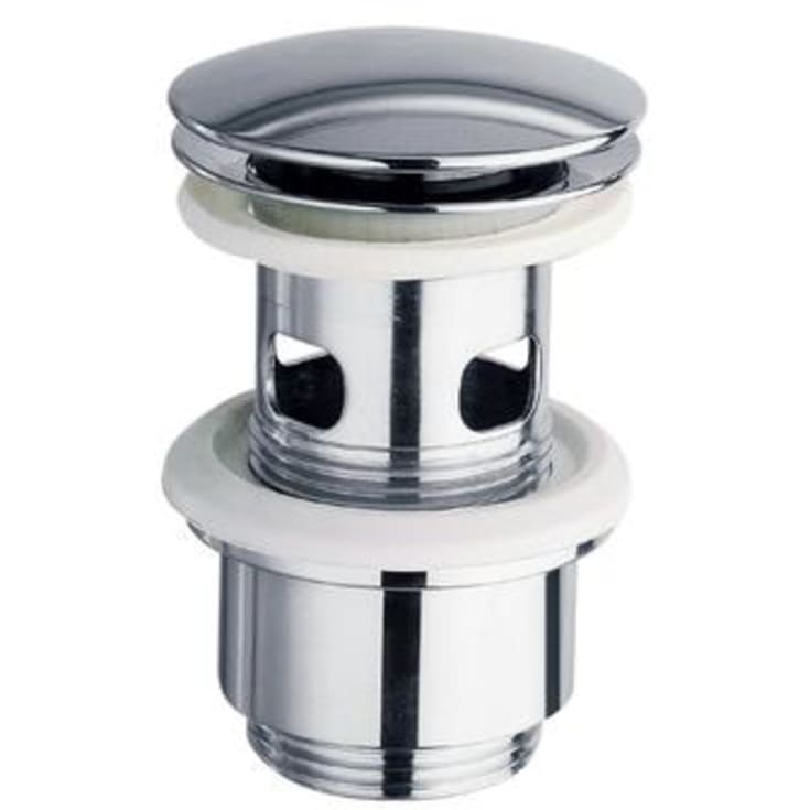 1.1/4" push-up bundventil med overløb cylinder krom