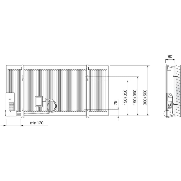 Pax elradiator 11-512, 50x120 cm, 400V, 1200W