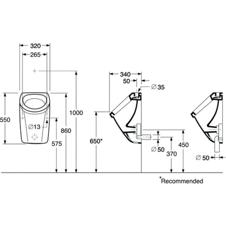 Gustavsberg 7G50 urinal, vit
