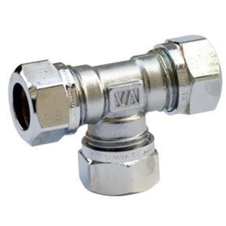 Vatette T-koppling, förkromade, Förminskade 12x10mm