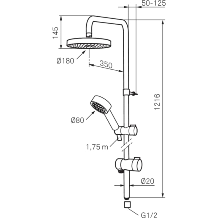 Mora Mmix Shower System Care badkarsblandare med duschset, krom
