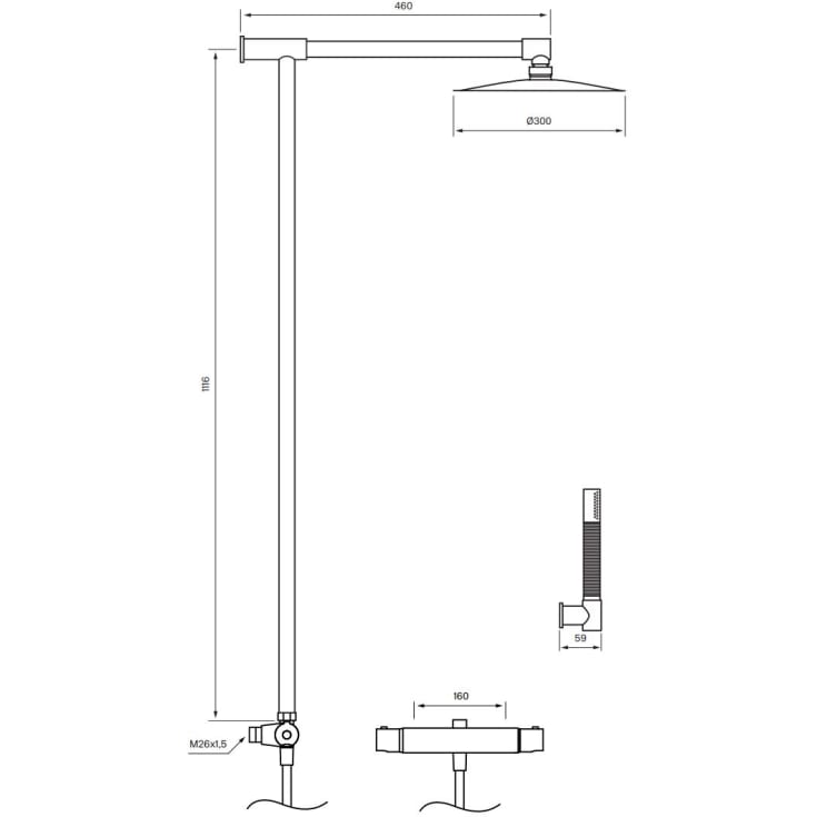 Tapwell Evo TVM300-160 duschset, krom