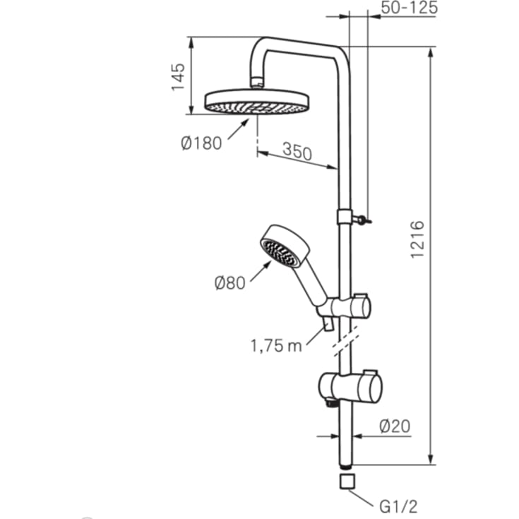 Mora Mmix Shower System Care badkarsblandare med duschset, krom/svart