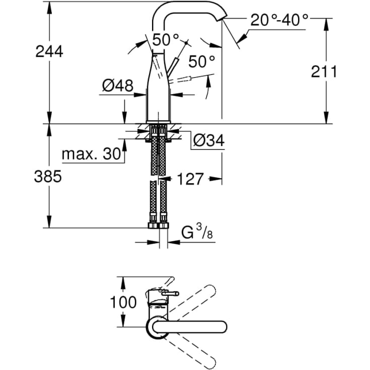 Grohe Essence tvättställsblandare, krom