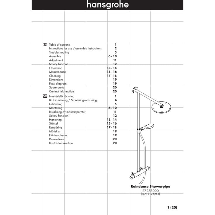 Hansgrohe Raindance S Select 240 duschset, krom