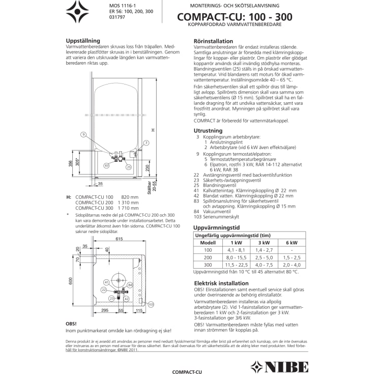 Varmvattenberedare Nibe Compact-CU 300L