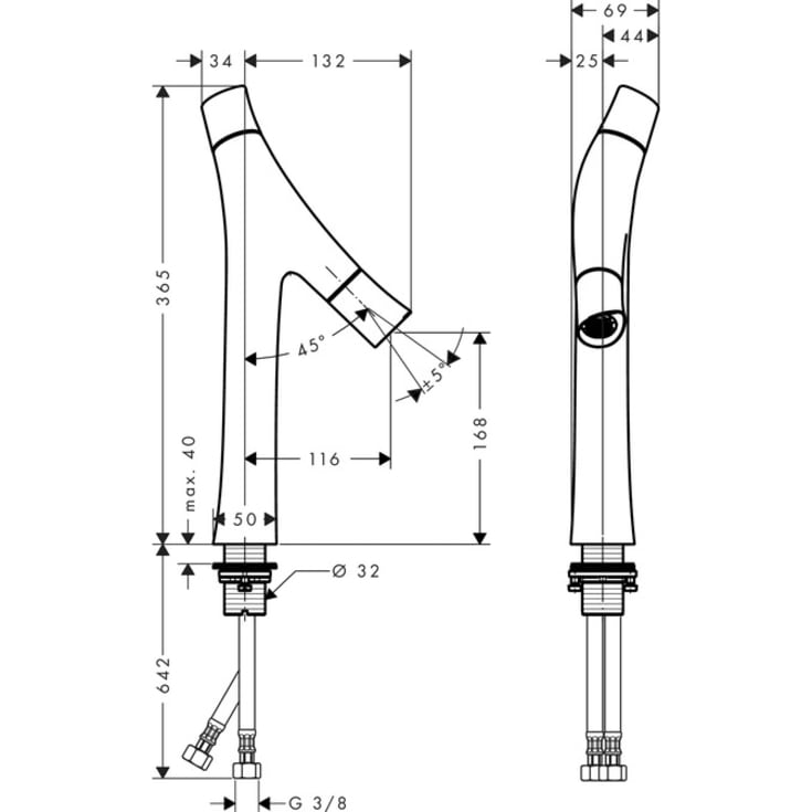 Axor Starck Organic håndvaskarmatur, krom