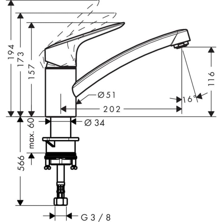 Hansgrohe Logis 120 köksblandare, krom