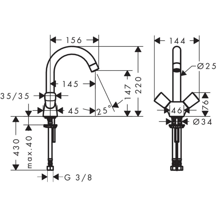 Hansgrohe Logis 150 servantbatteri, krom
