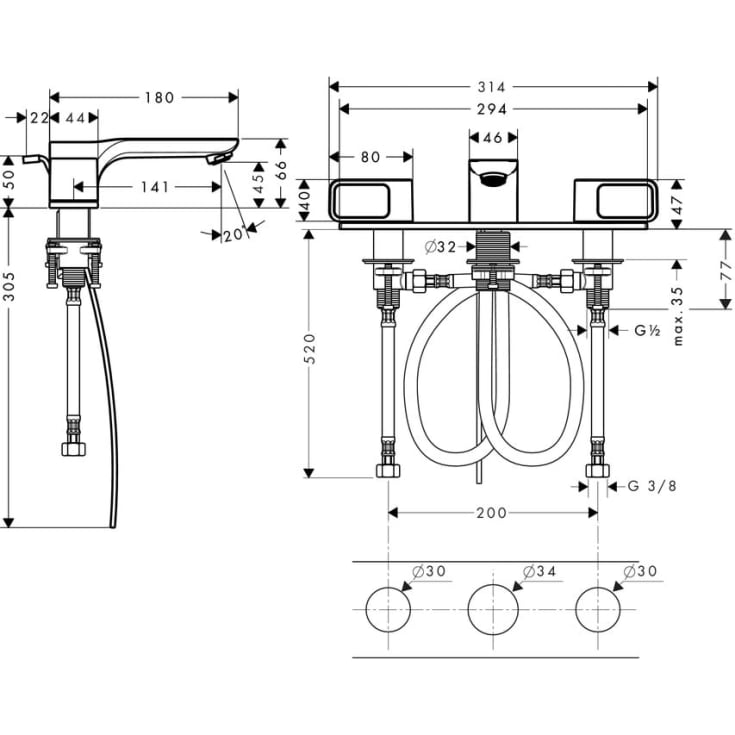 Axor Urquiola 50 håndvaskarmatur, krom