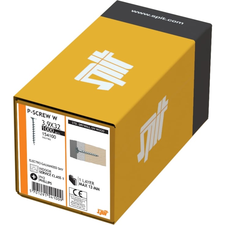 Gipspladeskrue W 3,9 x 32 mm, PH, TH, 1000 stk.