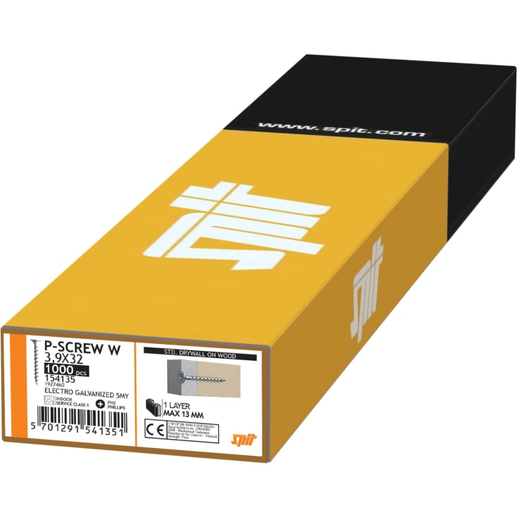 Gipspladeskrue W, båndede, 3,9 x 32 mm, 1000 stk.