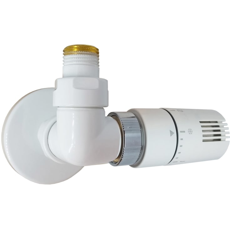 Kriss Corner Rum ventilsæt vinkelløbende m/Rumtermostat i venstre side, Hvid