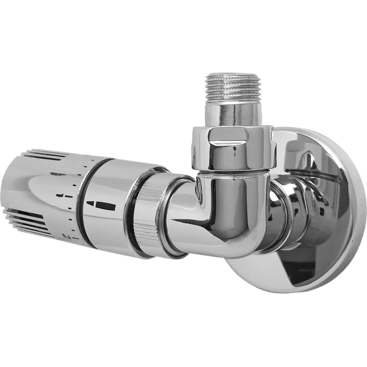 Kriss Corner ventilsæt med rumtermostat højre, krom