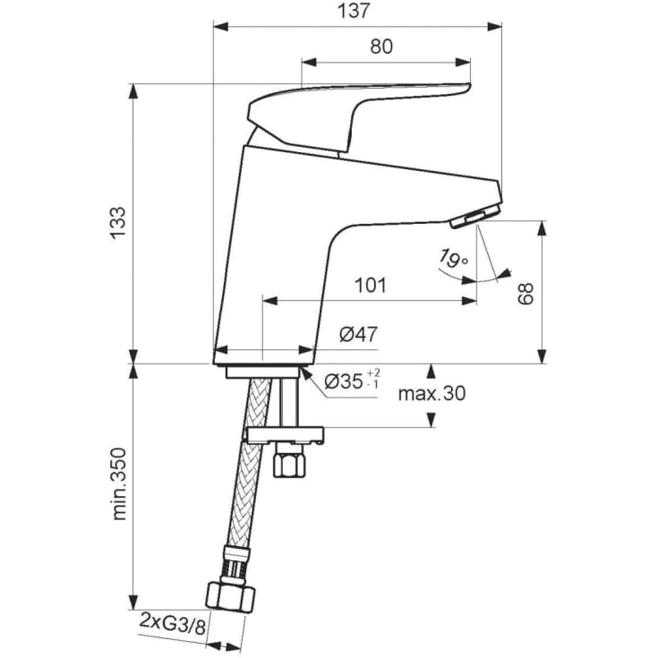 Ideal Standard Ceraflex håndvaskarmatur, krom