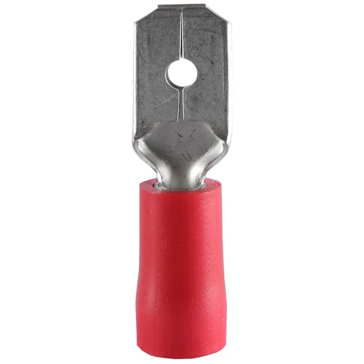 100 stk Isolerede Spadestik rød, 0,5-1,5 mm², 6,3x0,8 mm