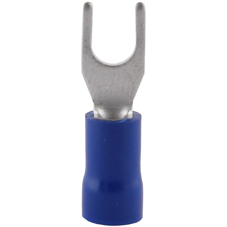 100 stk Isolerede Gaffelkabelsko blå, 1,50-2,50 mm², M6