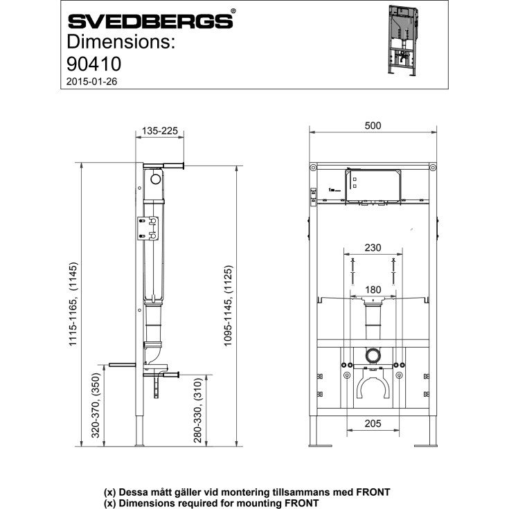 Svedbergs indbygningscisterne, 111,5 cm