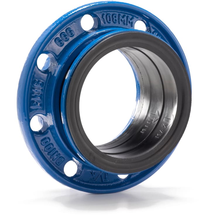 AVK DN100 trækfast combi-flange med EPDM-klemring til duktiljern