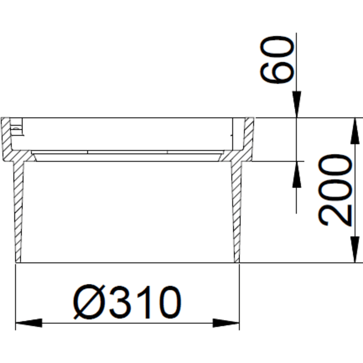 Duco 315 x 200 mm rendestenskarm, flydende, 2-flanget, SG SORT