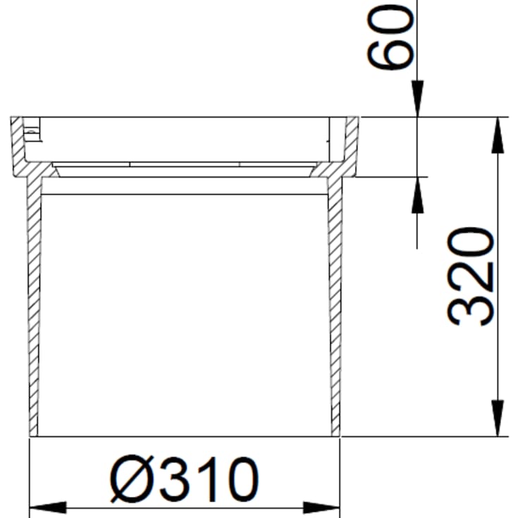 Duco 315 x 320 mm rendestenskarm, flydende, 2-flanget, SG SORT