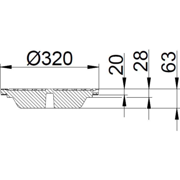 Duco 280/315 mm dæksel med pakning og fjederlås, 40 t, SG SORT