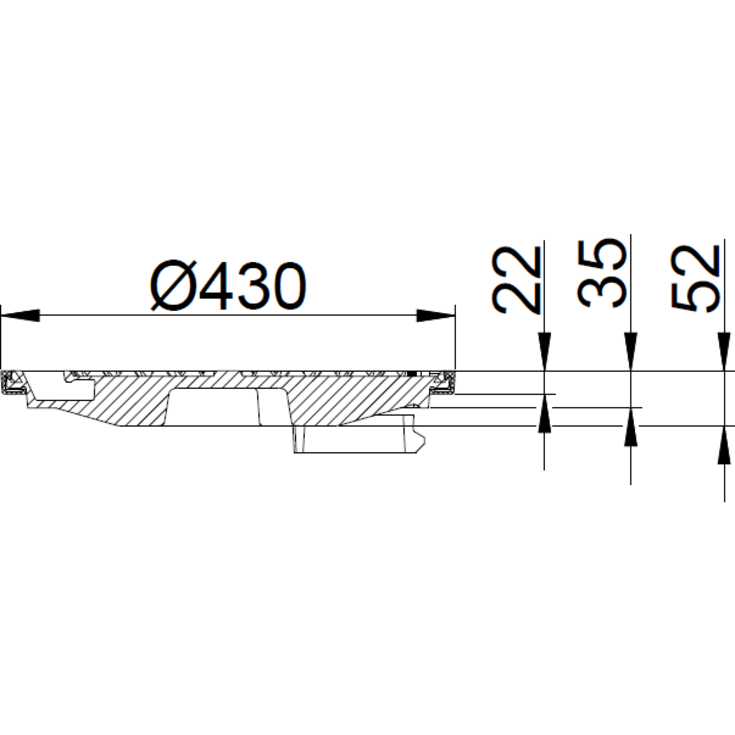 Duco 425 mm dæksel med PUR-pakning og fjederlås, 40 t, SG SORT
